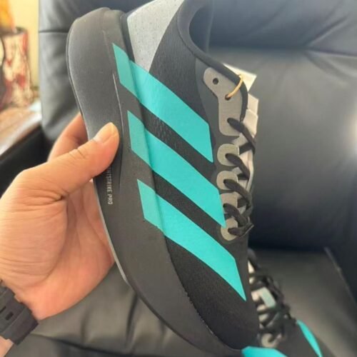 Adidas-Adizero-EVO-SL-Running-Shoes-–-Black-with-Aqua-Blue-Stripes.jpeg Adidas Adizero EVO SL Running Shoes – Black with Aqua Blue Stripes