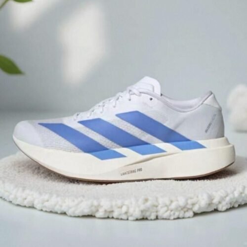 Adidas-Adizero-EVO-SL-Running-Shoes-–-White-with-Sky-Blue-Stripes.jpeg Adidas Adizero EVO SL Running Shoes – White with Sky Blue Stripes