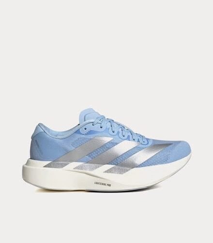 Adidas Adizero Sky Blue Running Shoes with Silver Stripes Lightweight Racing Performance